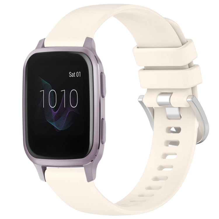 Liquid Glossy Silver Buckle Silicone Watch Band, For Garmin Active5, For Garmin VivoMove Trend, For Garmin Venu SQ2, For Garmin Venu / Venu SQ