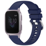 Liquid Glossy Silver Buckle Silicone Watch Band, For Garmin Active5, For Garmin VivoMove Trend, For Garmin Venu SQ2, For Garmin Venu / Venu SQ