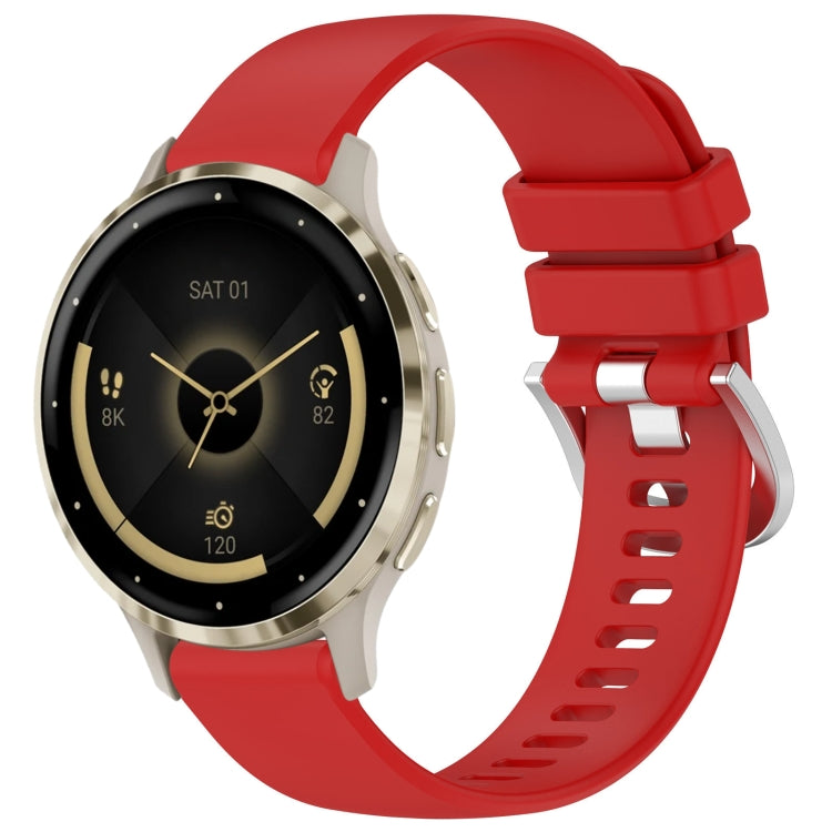 Liquid Glossy Silver Buckle Silicone Watch Band, For Garmin Venu 3S, For Garmin Forerunner 265S, For Garmin Forerunner 255S Music / 255S, For Garmin Venu 2S