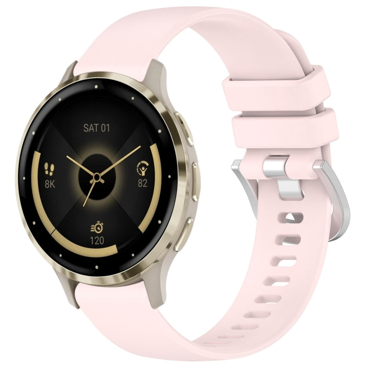 Liquid Glossy Silver Buckle Silicone Watch Band, For Garmin Venu 3S, For Garmin Forerunner 265S, For Garmin Forerunner 255S Music / 255S, For Garmin Venu 2S