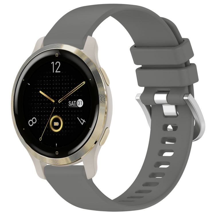 Liquid Glossy Silver Buckle Silicone Watch Band, For Garmin Venu 3S, For Garmin Forerunner 265S, For Garmin Forerunner 255S Music / 255S, For Garmin Venu 2S