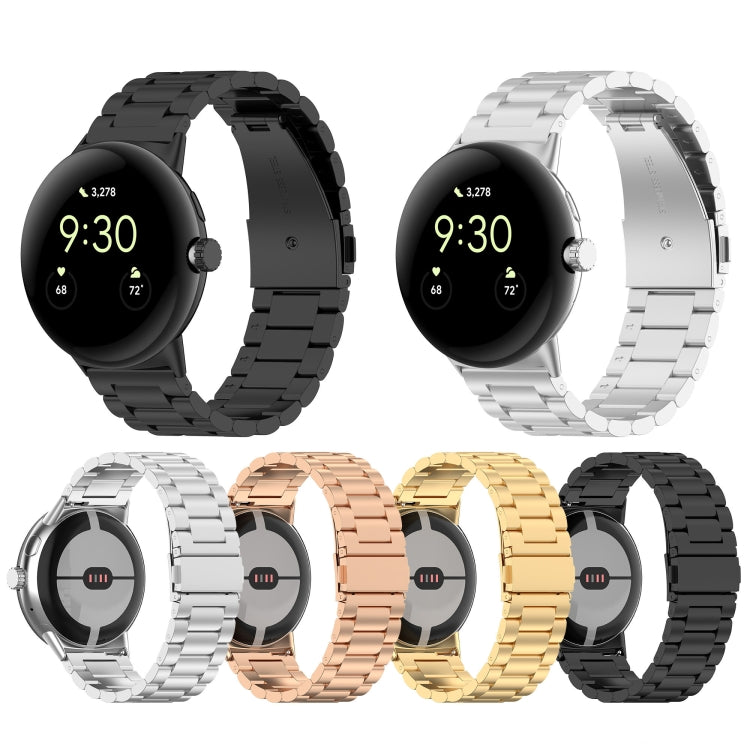 Three Bead Stainless Steel Metal Watch Band, For Google Pixel Watch 4 / 3 / 2 / 1 41mm