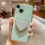 Electroplating Love Heart Holder TPU Phone Case, For iPhone 14 Pro Max, For iPhone SE 2022 / 2020 / 7 / 8, For iPhone 13 Pro Max, For iPhone 13 Pro, For iPhone 13, For iPhone 13 mini, For iPhone 12, For iPhone 12 Pro Max