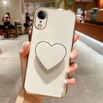 Electroplating Love Heart Holder TPU Phone Case, For iPhone 12 Pro, For iPhone 12 mini, For iPhone 11 Pro Max, For iPhone 11, For iPhone 11 Pro, For iPhone X / XS, For iPhone XR, For iPhone XS Max