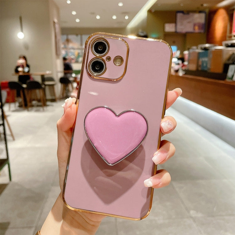 Electroplating Love Heart Holder TPU Phone Case, For iPhone 17e / 16e, For iPhone 17 Pro Max, For iPhone 17 Pro, For iPhone 17, For iPhone Air, For iPhone 16 Pro Max, For iPhone 16 Pro, For iPhone 16 Plus