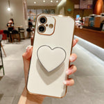 Electroplating Love Heart Holder TPU Phone Case, For iPhone 17e / 16e, For iPhone 17 Pro Max, For iPhone 17 Pro, For iPhone 17, For iPhone Air, For iPhone 16 Pro Max, For iPhone 16 Pro, For iPhone 16 Plus
