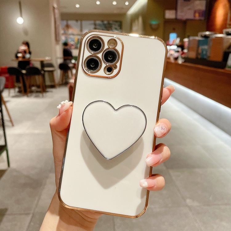Electroplating Love Heart Holder TPU Phone Case, For iPhone 17e / 16e, For iPhone 17 Pro Max, For iPhone 17 Pro, For iPhone 17, For iPhone Air, For iPhone 16 Pro Max, For iPhone 16 Pro, For iPhone 16 Plus
