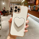 Electroplating Love Heart Holder TPU Phone Case, For iPhone 17e / 16e, For iPhone 17 Pro Max, For iPhone 17 Pro, For iPhone 17, For iPhone Air, For iPhone 16 Pro Max, For iPhone 16 Pro, For iPhone 16 Plus