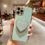 Electroplating Love Heart Holder TPU Phone Case, For iPhone 17e / 16e, For iPhone 17 Pro Max, For iPhone 17 Pro, For iPhone 17, For iPhone Air, For iPhone 16 Pro Max, For iPhone 16 Pro, For iPhone 16 Plus