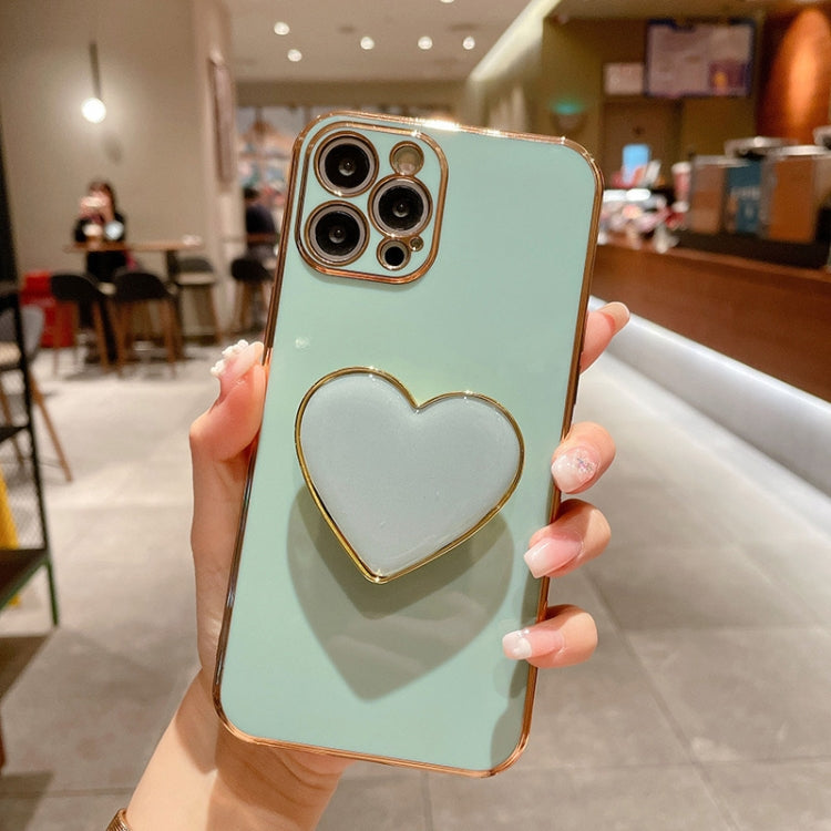 Electroplating Love Heart Holder TPU Phone Case, For iPhone 17e / 16e, For iPhone 17 Pro Max, For iPhone 17 Pro, For iPhone 17, For iPhone Air, For iPhone 16 Pro Max, For iPhone 16 Pro, For iPhone 16 Plus
