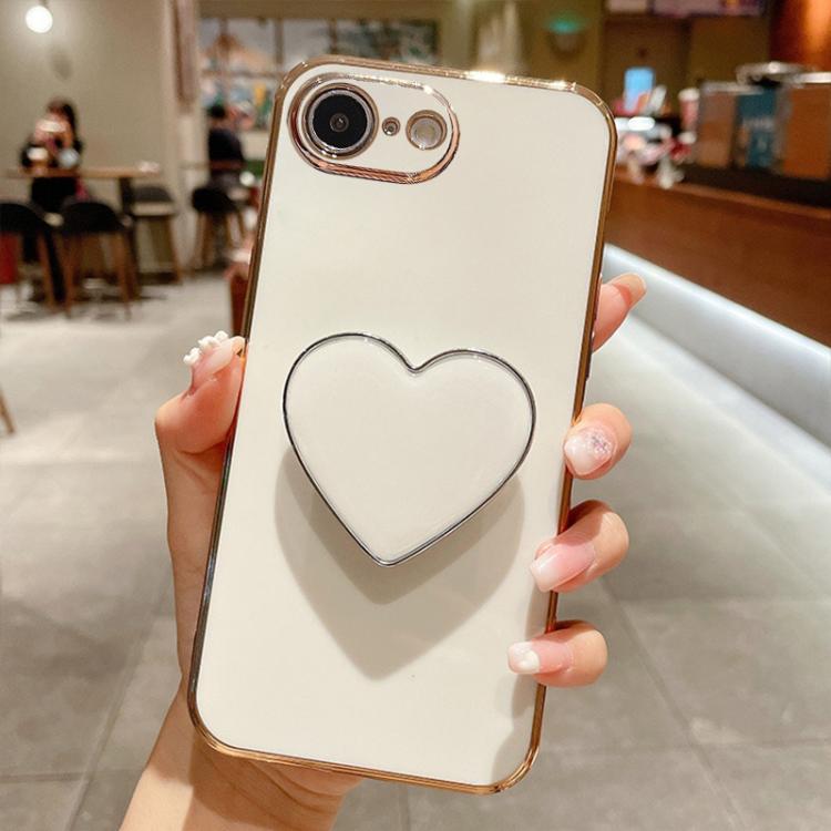 Electroplating Love Heart Holder TPU Phone Case, For iPhone 17e / 16e, For iPhone 17 Pro Max, For iPhone 17 Pro, For iPhone 17, For iPhone Air, For iPhone 16 Pro Max, For iPhone 16 Pro, For iPhone 16 Plus