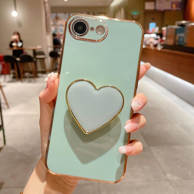 Electroplating Love Heart Holder TPU Phone Case, For iPhone 17e / 16e, For iPhone 17 Pro Max, For iPhone 17 Pro, For iPhone 17, For iPhone Air, For iPhone 16 Pro Max, For iPhone 16 Pro, For iPhone 16 Plus
