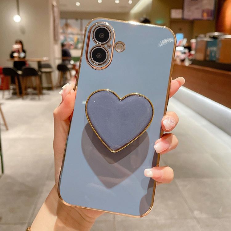 Electroplating Love Heart Holder TPU Phone Case, For iPhone 17e / 16e, For iPhone 17 Pro Max, For iPhone 17 Pro, For iPhone 17, For iPhone Air, For iPhone 16 Pro Max, For iPhone 16 Pro, For iPhone 16 Plus