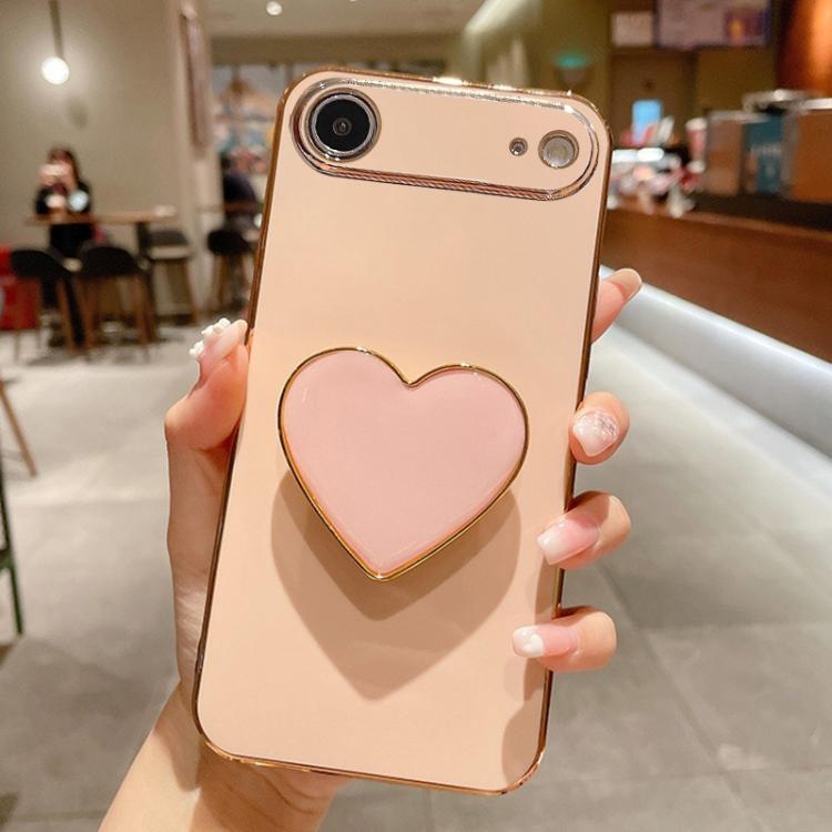 Electroplating Love Heart Holder TPU Phone Case, For iPhone 17e / 16e, For iPhone 17 Pro Max, For iPhone 17 Pro, For iPhone 17, For iPhone Air, For iPhone 16 Pro Max, For iPhone 16 Pro, For iPhone 16 Plus