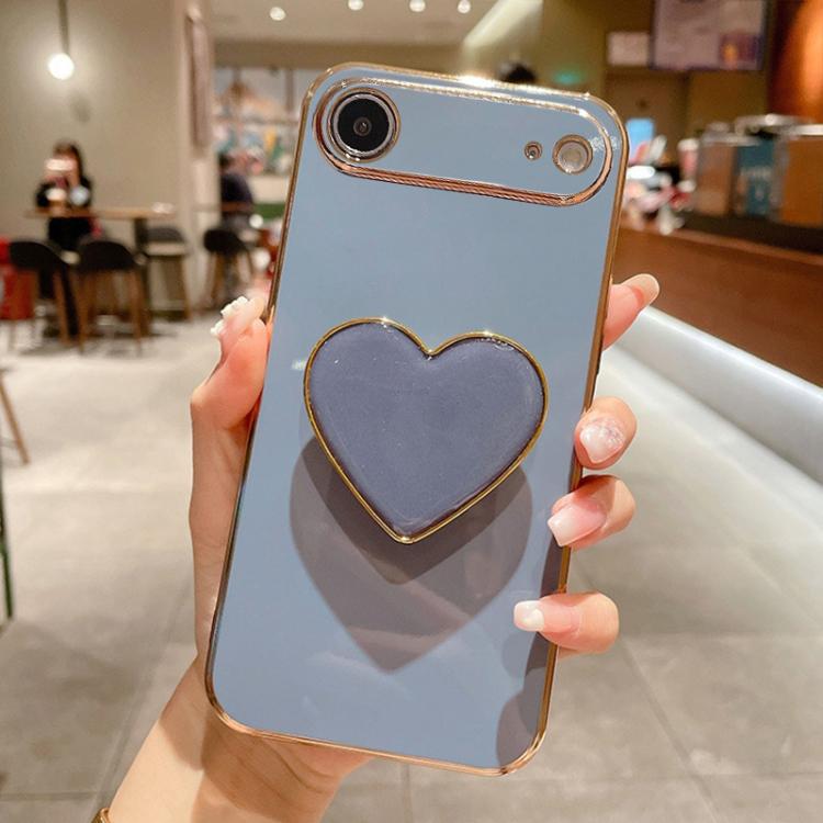 Electroplating Love Heart Holder TPU Phone Case, For iPhone 17e / 16e, For iPhone 17 Pro Max, For iPhone 17 Pro, For iPhone 17, For iPhone Air, For iPhone 16 Pro Max, For iPhone 16 Pro, For iPhone 16 Plus