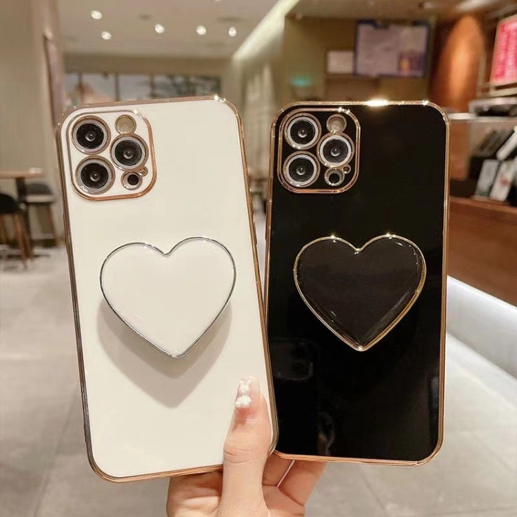 Electroplating Love Heart Holder TPU Phone Case, For iPhone 17e / 16e, For iPhone 17 Pro Max, For iPhone 17 Pro, For iPhone 17, For iPhone Air, For iPhone 16 Pro Max, For iPhone 16 Pro, For iPhone 16 Plus
