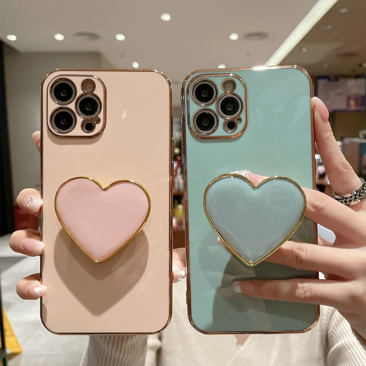 Electroplating Love Heart Holder TPU Phone Case, For iPhone 17e / 16e, For iPhone 17 Pro Max, For iPhone 17 Pro, For iPhone 17, For iPhone Air, For iPhone 16 Pro Max, For iPhone 16 Pro, For iPhone 16 Plus