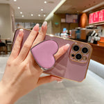 Electroplating Love Heart Holder TPU Phone Case, For iPhone 12 Pro, For iPhone 12 mini, For iPhone 11 Pro Max, For iPhone 11, For iPhone 11 Pro, For iPhone X / XS, For iPhone XR, For iPhone XS Max