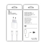 PD35W USB-C / Type-C Port Charger with 1m Type-C to Type-C Data Cable, EU Plug, EU Plug + Type-C Cable