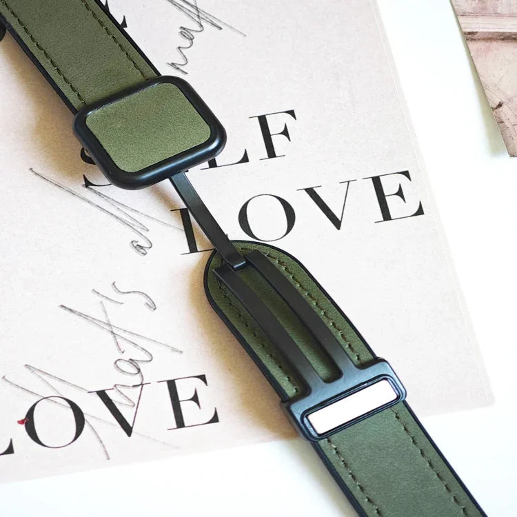 Fold Magnetic Square Buckle PU Silicone Watch Band, For Apple Watch Series 4 44mm, For Apple Watch Series 4 40mm, For Apple Watch Series 3 38mm, For Apple Watch Series 3 42mm