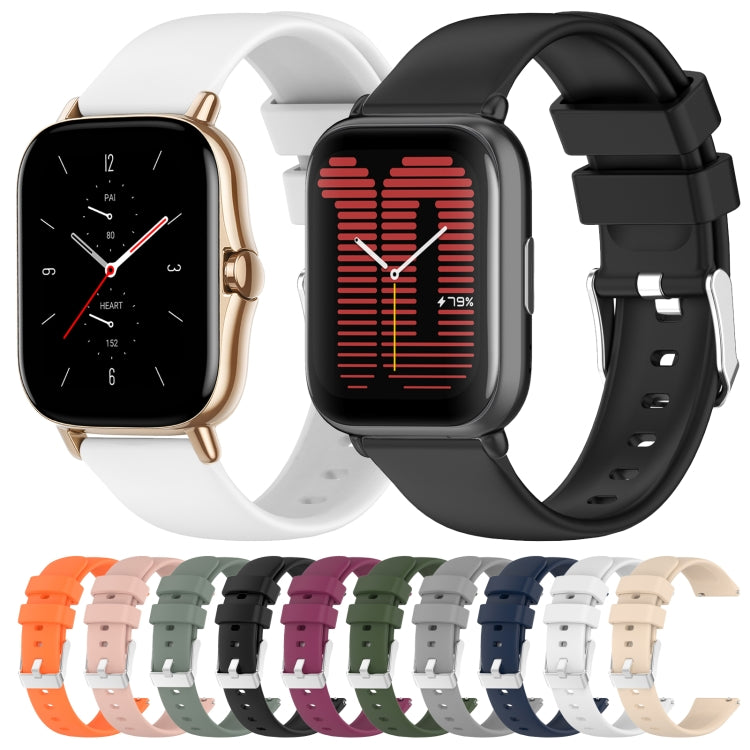 20mm Smooth Solid Color Silicone Watch Band, For Amazfit Pop Pro, For Amazfit Pop, For Amazfit GTS 2