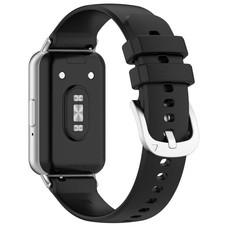For Samsung Galaxy Fit 3 SM-R390 Metal Connector Liquid Glossy Silicone Watch Band, Black, Orange, Red, Dark Gray, Purple, Starlight, Dark Blue, Green, White, Light Pink