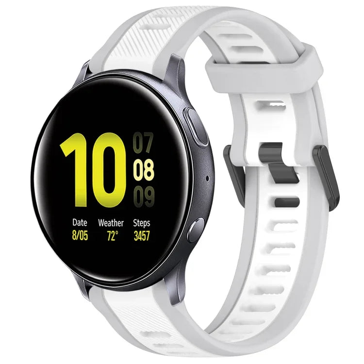 20mm Two Color Textured Silicone Watch Band, For Samsung  Galaxy Watch 4 Classic 42mm, For Samsung Galaxy Watch Active 2 44mm, For Samsung Galaxy Watch Active 2 40mm, For Samsung Galaxy Watch 42mm