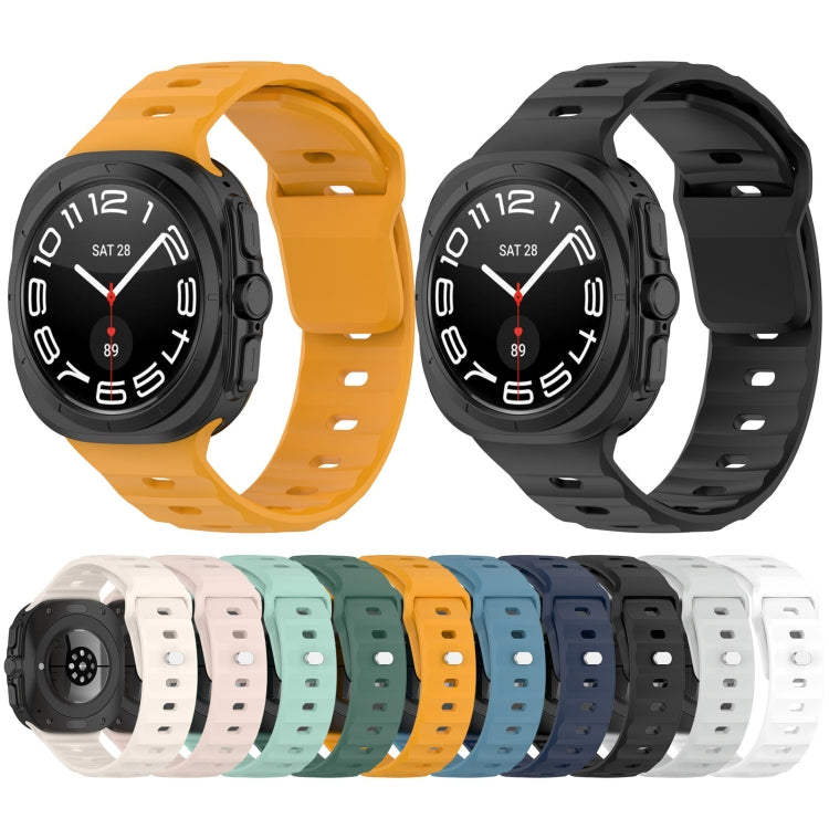 For Galaxy Watch Ultra2 2026 / 2025 / 1 2024 Solid Color Reverse Buckle Silicone Watch Band, Black, White, Blue, Yellow, Light Gray, Dark Green, Cyan, Dark Blue, Starlight, Pink