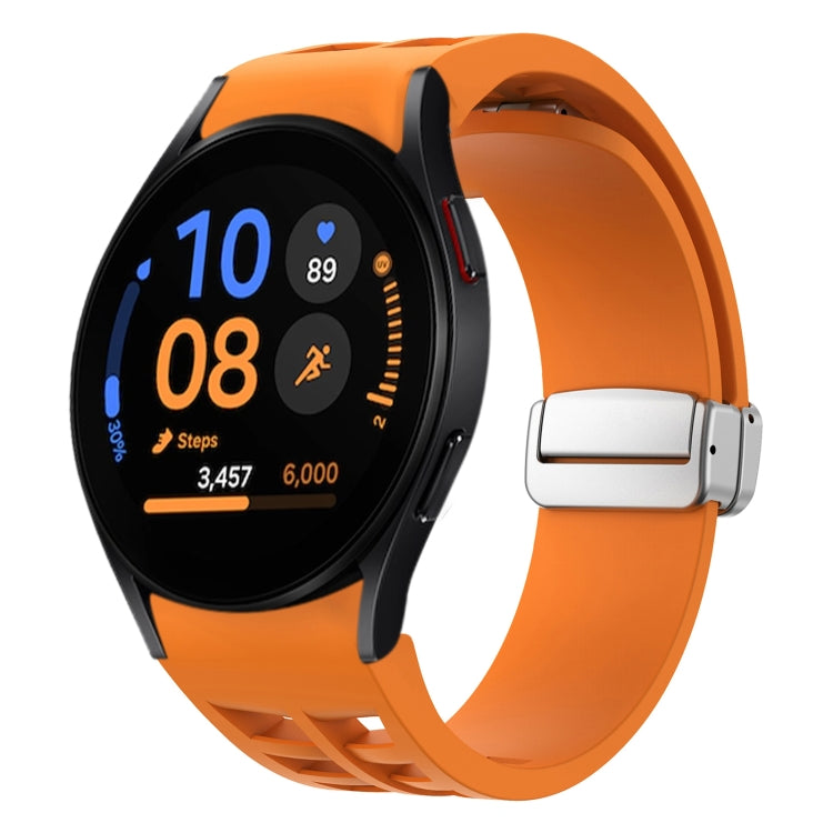 Richard Magnetic Folding Silver Buckle Silicone Watch Band, For Samsung Galaxy Watch FE 40mm, For Sansung Galaxy Watch 5 Pro Golf Edition, For Samsung Galaxy Watch 5 Golf Edition