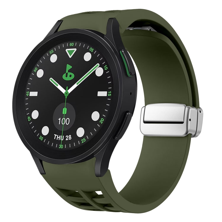 Richard Magnetic Folding Silver Buckle Silicone Watch Band, For Samsung Galaxy Watch FE 40mm, For Sansung Galaxy Watch 5 Pro Golf Edition, For Samsung Galaxy Watch 5 Golf Edition