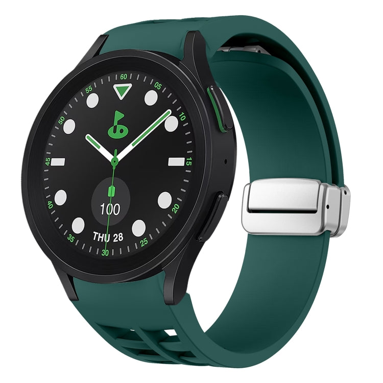 Richard Magnetic Folding Silver Buckle Silicone Watch Band, For Samsung Galaxy Watch FE 40mm, For Sansung Galaxy Watch 5 Pro Golf Edition, For Samsung Galaxy Watch 5 Golf Edition