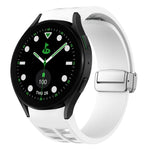 Richard Magnetic Folding Silver Buckle Silicone Watch Band, For Samsung Galaxy Watch FE 40mm, For Sansung Galaxy Watch 5 Pro Golf Edition, For Samsung Galaxy Watch 5 Golf Edition