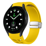 Richard Magnetic Folding Silver Buckle Silicone Watch Band, For Samsung Galaxy Watch FE 40mm, For Sansung Galaxy Watch 5 Pro Golf Edition, For Samsung Galaxy Watch 5 Golf Edition