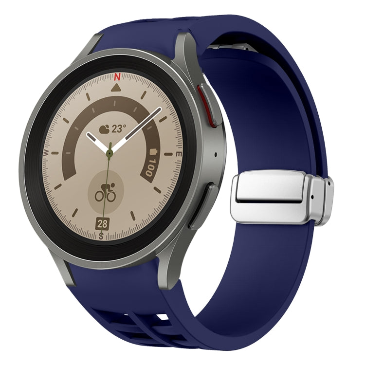 Richard Magnetic Folding Silver Buckle Silicone Watch Band, For Sansung Galaxy Watch 5 Pro 45mm, For Samsung Galaxy Watch 7 40 / 44mm, For Samsung Galaxy Watch 6 Classic 43 / 47mm