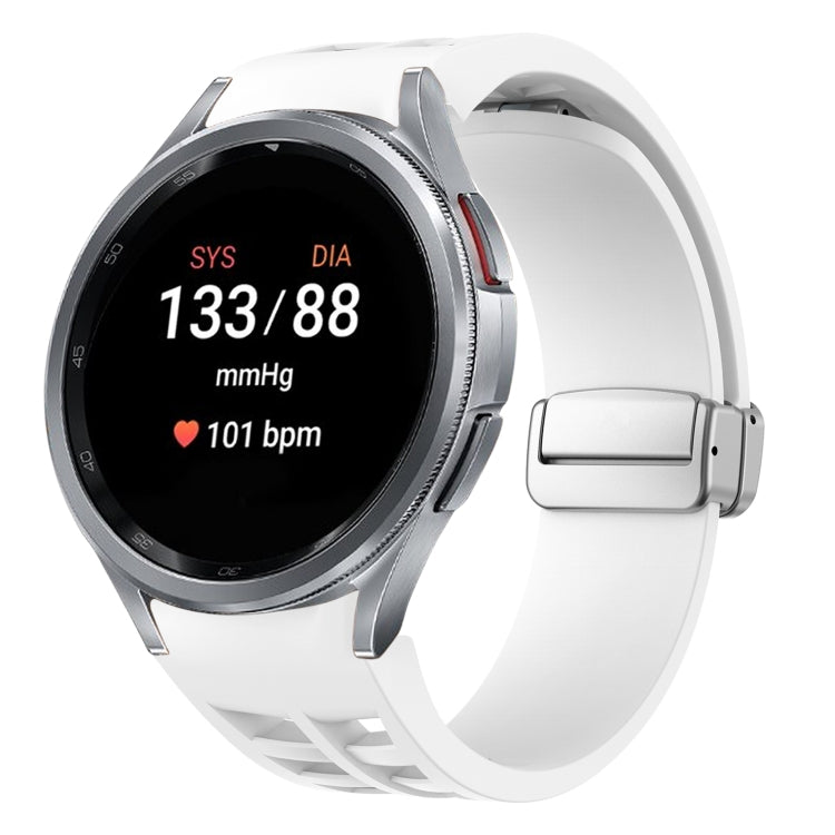 Richard Magnetic Folding Silver Buckle Silicone Watch Band, For Sansung Galaxy Watch 5 Pro 45mm, For Samsung Galaxy Watch 7 40 / 44mm, For Samsung Galaxy Watch 6 Classic 43 / 47mm