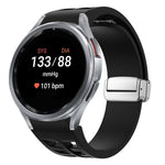 Richard Magnetic Folding Silver Buckle Silicone Watch Band, For Sansung Galaxy Watch 5 Pro 45mm, For Samsung Galaxy Watch 7 40 / 44mm, For Samsung Galaxy Watch 6 Classic 43 / 47mm