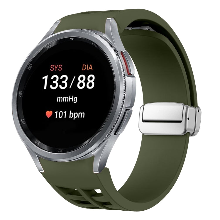 Richard Magnetic Folding Silver Buckle Silicone Watch Band, For Sansung Galaxy Watch 5 Pro 45mm, For Samsung Galaxy Watch 7 40 / 44mm, For Samsung Galaxy Watch 6 Classic 43 / 47mm