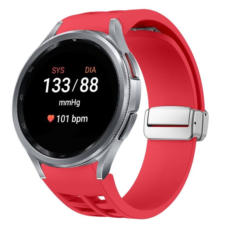 Richard Magnetic Folding Silver Buckle Silicone Watch Band, For Sansung Galaxy Watch 5 Pro 45mm, For Samsung Galaxy Watch 7 40 / 44mm, For Samsung Galaxy Watch 6 Classic 43 / 47mm