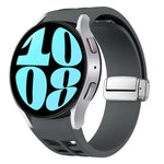 Richard Magnetic Folding Silver Buckle Silicone Watch Band, For Samsung Galaxy Watch 6 40 / 44mm, For Samsung Galaxy Watch 5 40 / 44mm, For Samsung Galaxy Watch 4 40 / 44mm