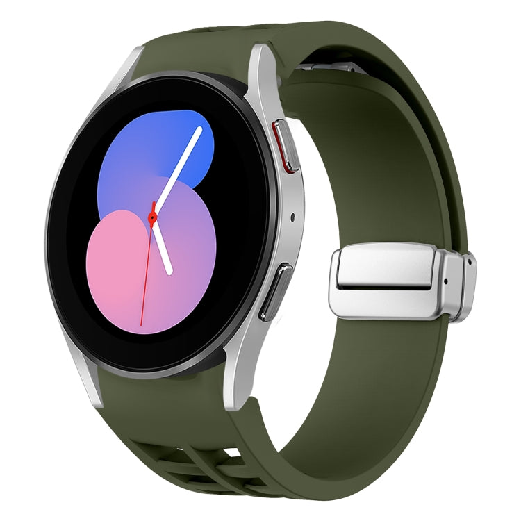 Richard Magnetic Folding Silver Buckle Silicone Watch Band, For Samsung Galaxy Watch 6 40 / 44mm, For Samsung Galaxy Watch 5 40 / 44mm, For Samsung Galaxy Watch 4 40 / 44mm