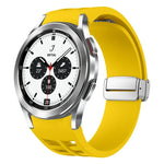 Richard Magnetic Folding Silver Buckle Silicone Watch Band, For Samsung Galaxy Watch 4 Classic 42 / 46mm