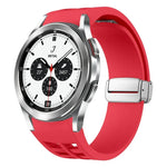 Richard Magnetic Folding Silver Buckle Silicone Watch Band, For Samsung Galaxy Watch 4 Classic 42 / 46mm