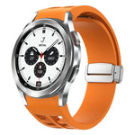 Richard Magnetic Folding Silver Buckle Silicone Watch Band, For Samsung Galaxy Watch 4 Classic 42 / 46mm
