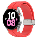 Magnetic Folding Silver Buckle Silicone Watch Band, For Samsung Galaxy Watch FE 40mm, For Samsung Galaxy Watch7 40 / 44mm