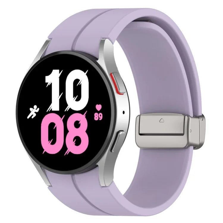 Magnetic Folding Silver Buckle Silicone Watch Band, For Samsung Galaxy Watch FE 40mm, For Samsung Galaxy Watch7 40 / 44mm