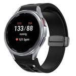 Richard Magnetic Folding Black Buckle Silicone Watch Band, Fof Samsung Galaxy Watch FE 40mm, For Samsung Galaxy Watch 7 40 / 44mm, For Samsung Galaxy Watch 6 class 43 / 47mmic