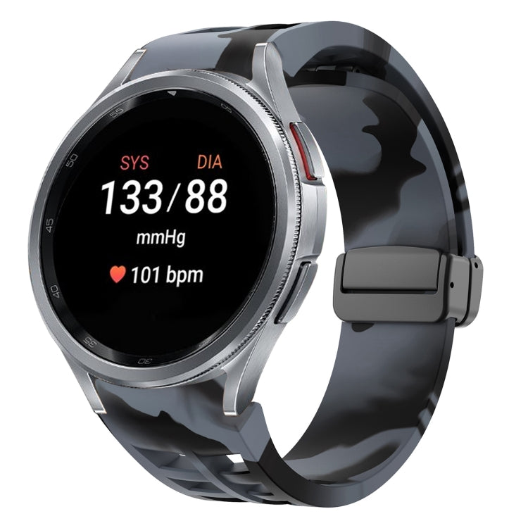 Richard Magnetic Folding Black Buckle Silicone Watch Band, Fof Samsung Galaxy Watch FE 40mm, For Samsung Galaxy Watch 7 40 / 44mm, For Samsung Galaxy Watch 6 class 43 / 47mmic