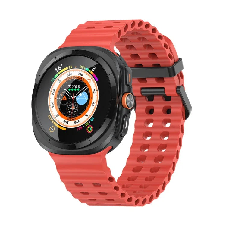 Ocean Dual Row Hole Silicone Watch Band, For Samsung Galaxy Watch Ultra 47mm / Ultra 2025