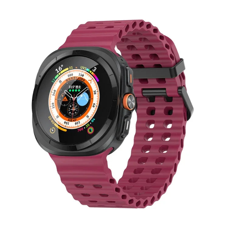 Ocean Dual Row Hole Silicone Watch Band, For Samsung Galaxy Watch Ultra 47mm / Ultra 2025