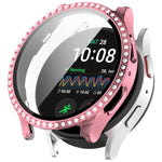 Single Row Diamond PC + Tempered Film Integrated Watch Protective Case, For Samsung Galaxy Watch 7 44mm, For Samsung Galaxy Watch 7 40mm